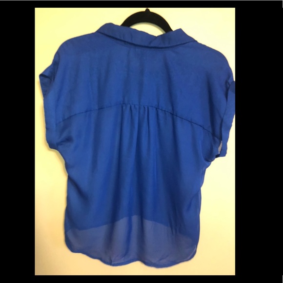 FULL TILT sheer short sleeve button down - Picture 6 of 7